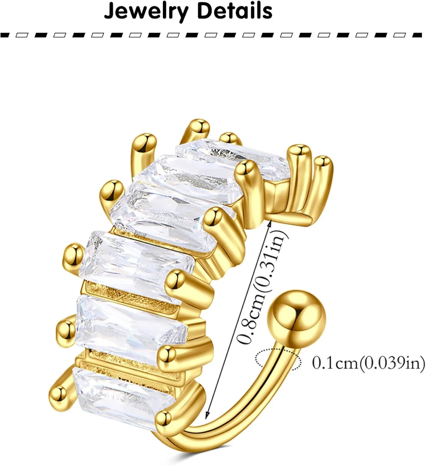 Longita Ear Cuff Earrings for Women non Piercing Ear Hoop Earrings Stainless Steel Clip On Cartilage Earring Huggie Dainty Minimal Crossed Conch Piercing Sparkling Jewelry Silver Rose Gold