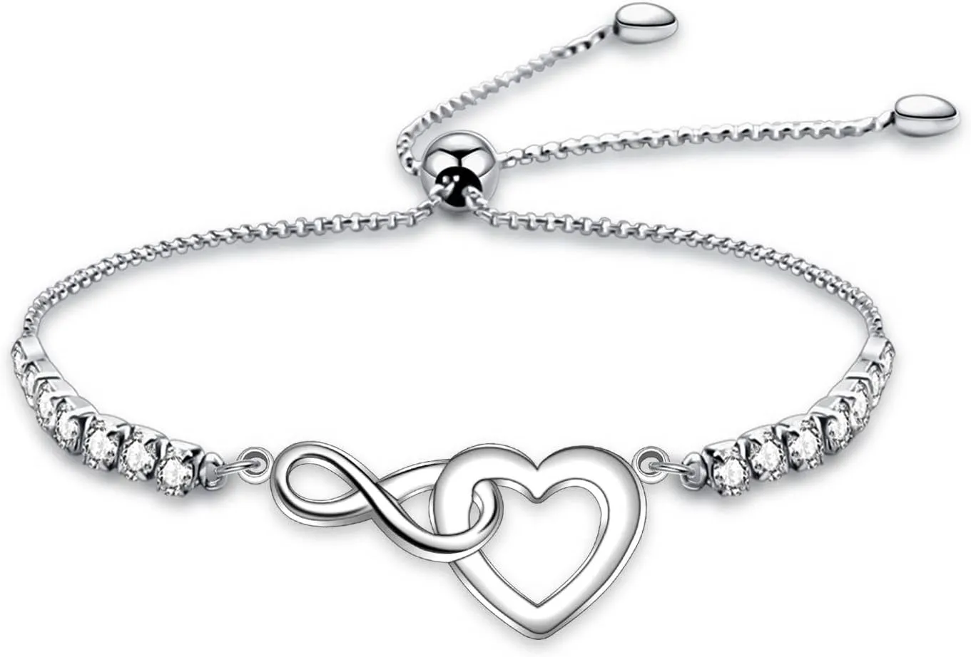 Love Symbol Charm Adjustable Bracelet Infinity Heart Symbol Charm Bracelet Love Friendship Jewelry Gift Birthday Gift