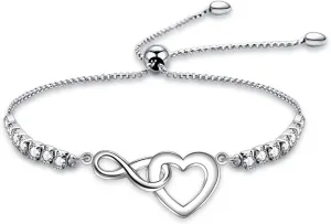Love Symbol Charm Adjustable Bracelet Infinity Heart Symbol Charm Bracelet Love Friendship Jewelry Gift Birthday Gift