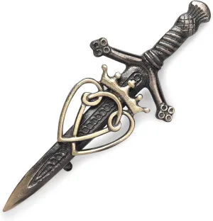 Luckenbooth Celtic Interlace Scottish Kilt Pin Traditional Love Symbol Rust Free Brass - 4 Inch
