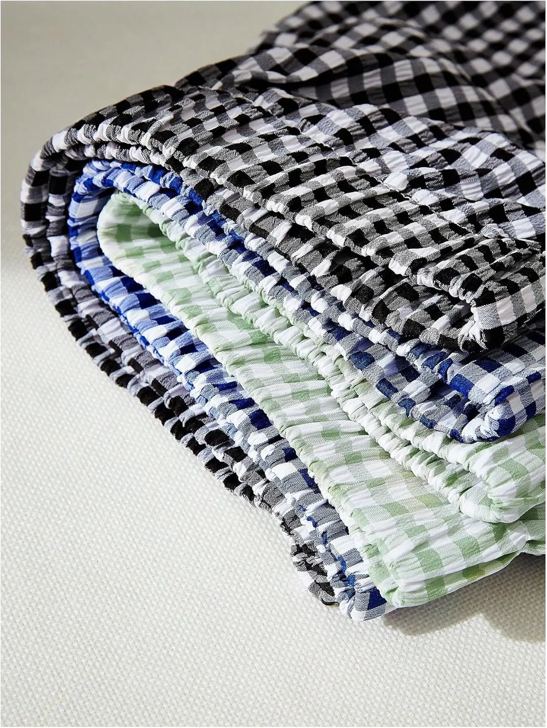 MakeMeChic Women's 3 Pack Plaid Boxer Shorts Y2k Elastic High Waist Lounge Gingham Shorts