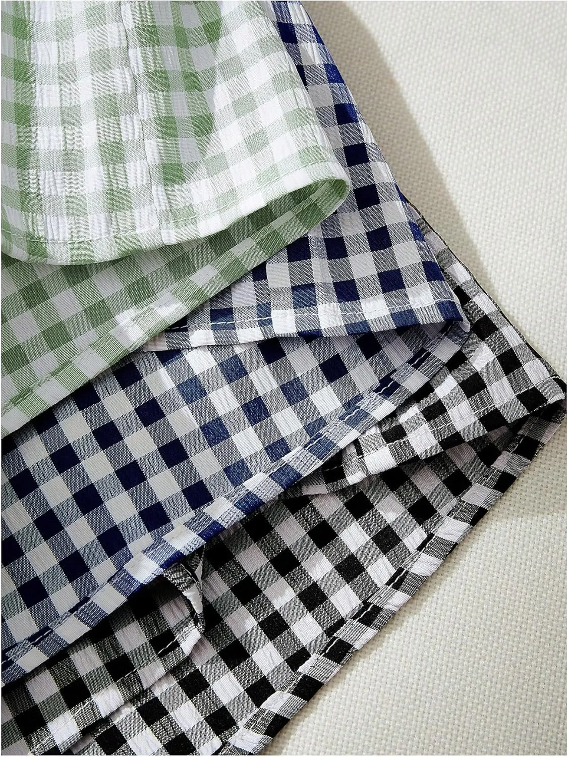 MakeMeChic Women's 3 Pack Plaid Boxer Shorts Y2k Elastic High Waist Lounge Gingham Shorts
