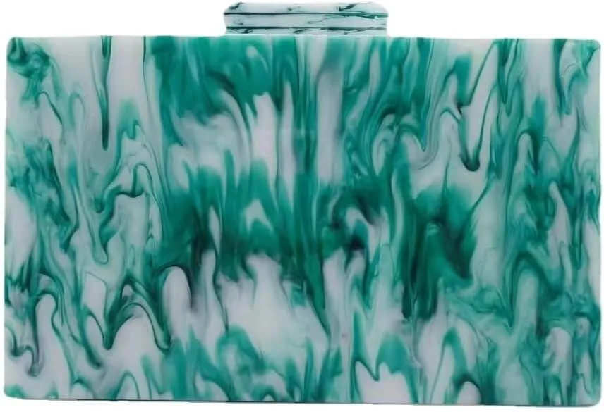 Marbling Box Crossbody Handbag Prom Party Wedding for Lady Women's Acrylic Evening Square Shoulder Clutch Purse
