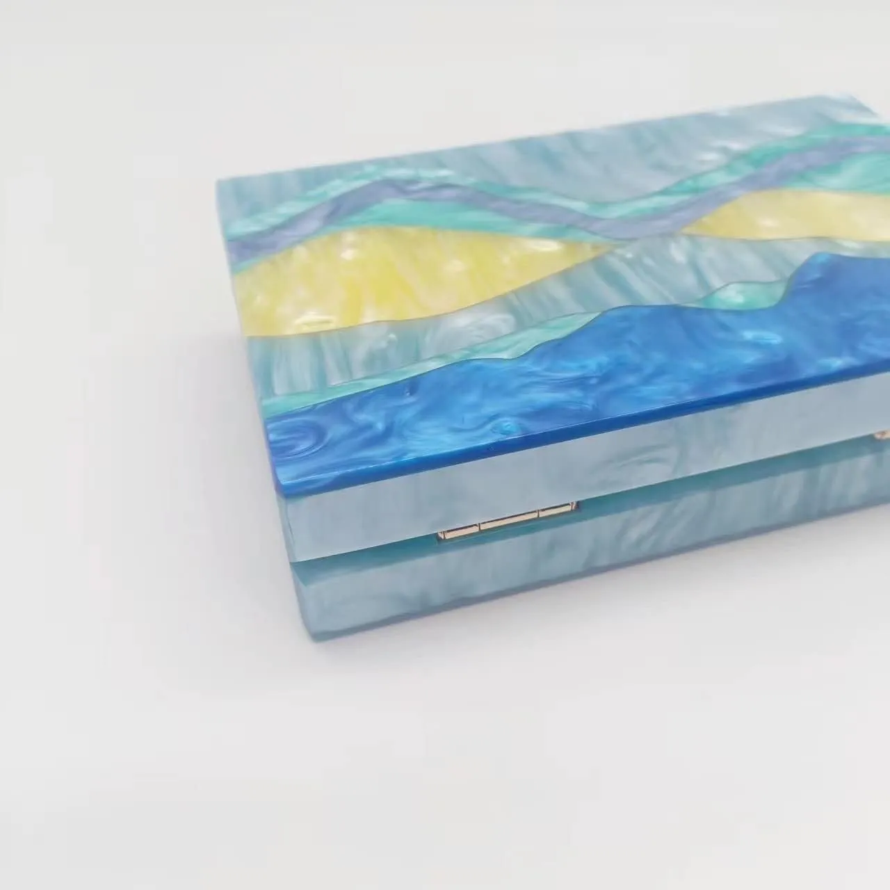 Marbling Box Crossbody Handbag Prom Party Wedding for Lady Women's Acrylic Evening Square Shoulder Clutch Purse