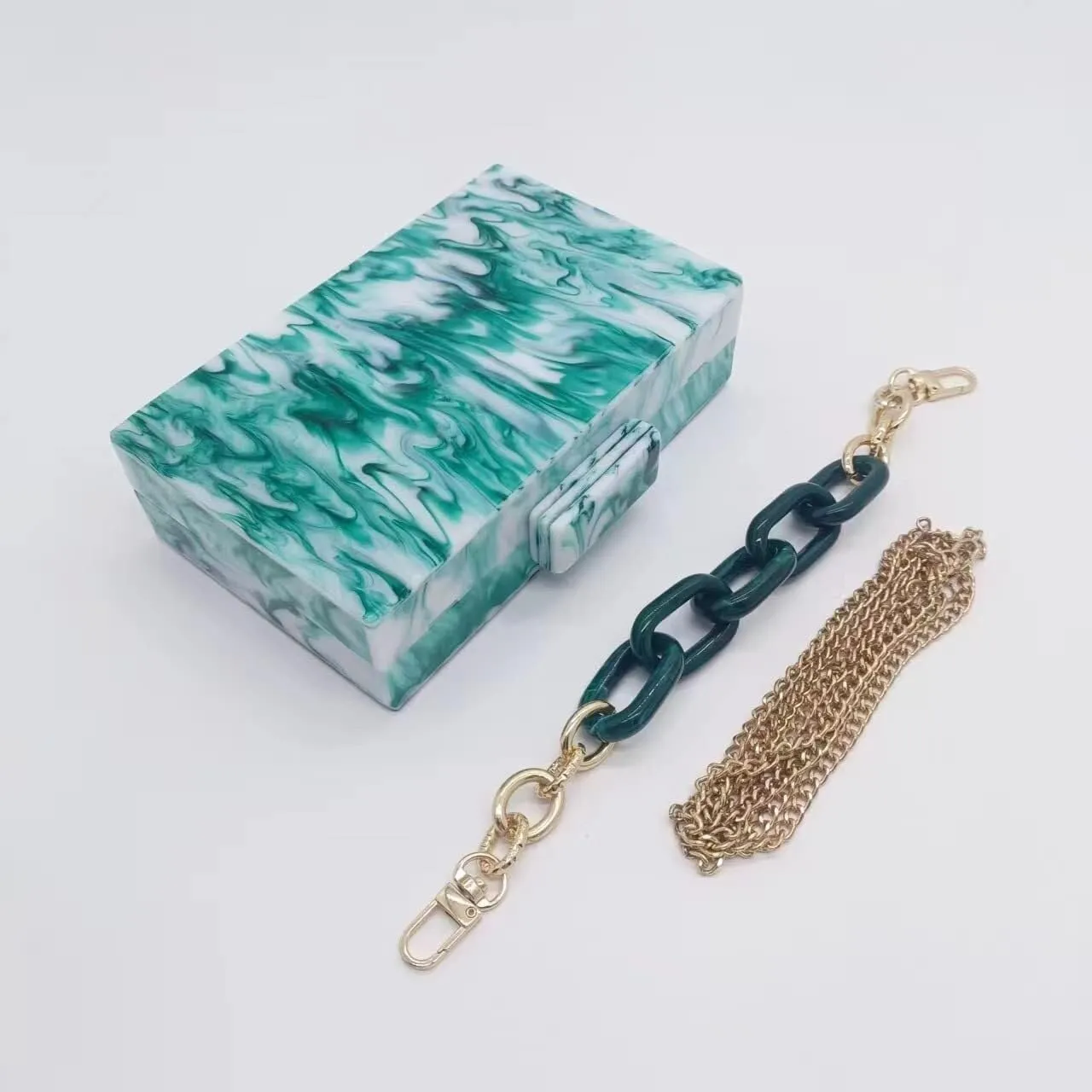 Marbling Box Crossbody Handbag Prom Party Wedding for Lady Women's Acrylic Evening Square Shoulder Clutch Purse