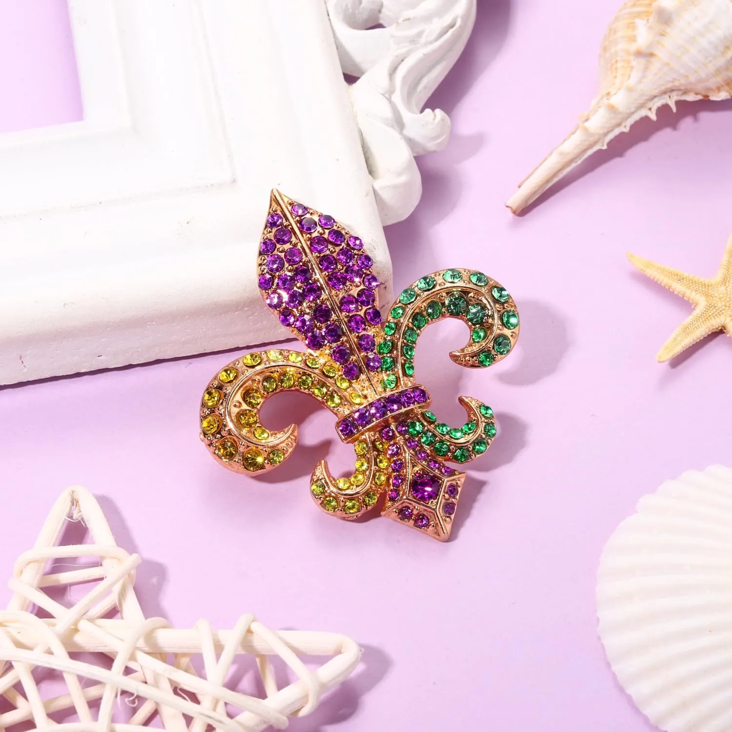Mardi Gras Brooches Pin for Women Girls Rhinestone Mask Fleur De Lis Brooch Glitter Jester Pins Fat Tuesday Carnial Parade Holiday Brooches Jewelry