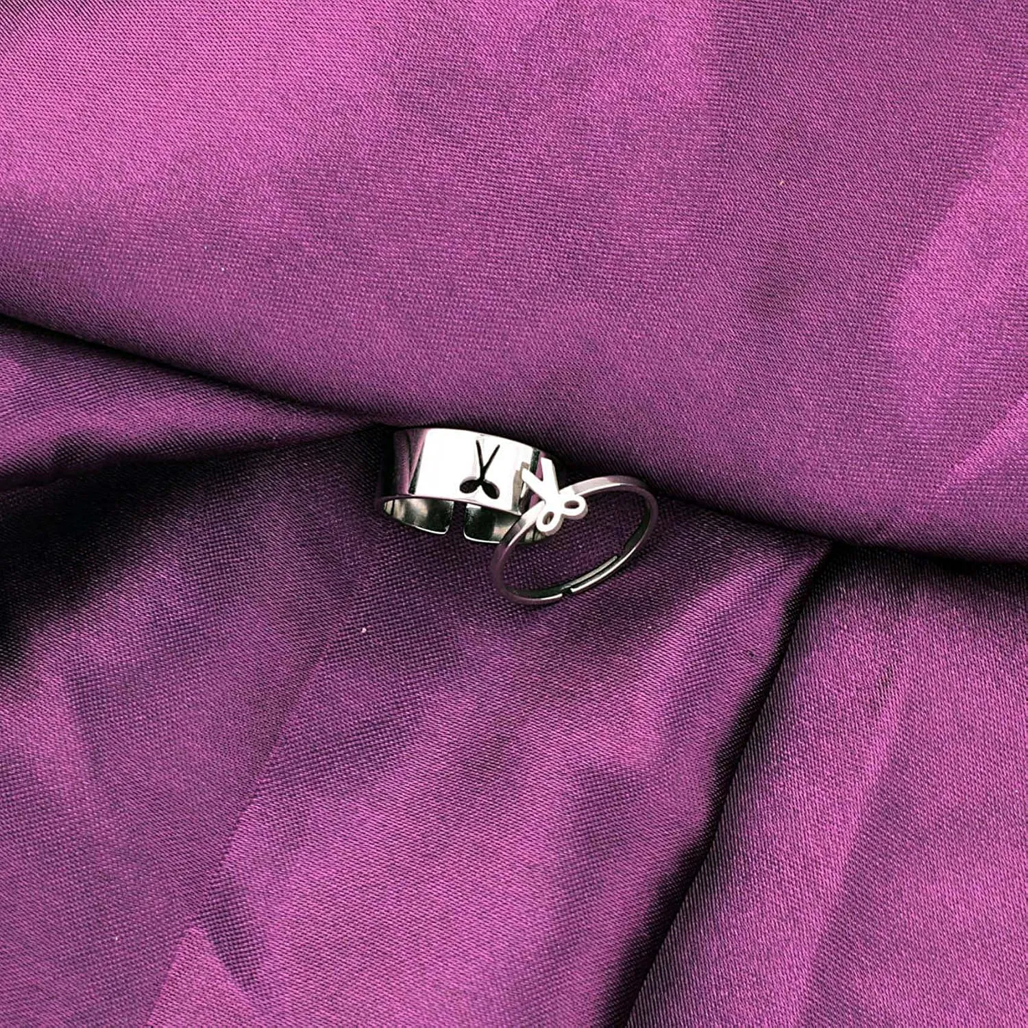 Matching Scissor Couple Rings Hypoallergenic Stainless Steel Adjustable Open Rings Unique Love Symbol for Women Men Unisex Gift for Anniversary Valentine's Wedding