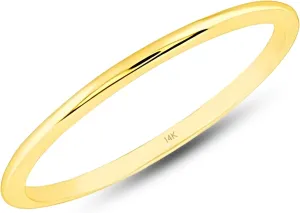 MAX   STONE 1MM Thin 14k Gold Wedding Band Ring for Women Dainty Stacking Ring in Rose White or Yellow Gold Hypoallergenic Anti Tarnish Spacer Ring Sizes 4.5 to 10