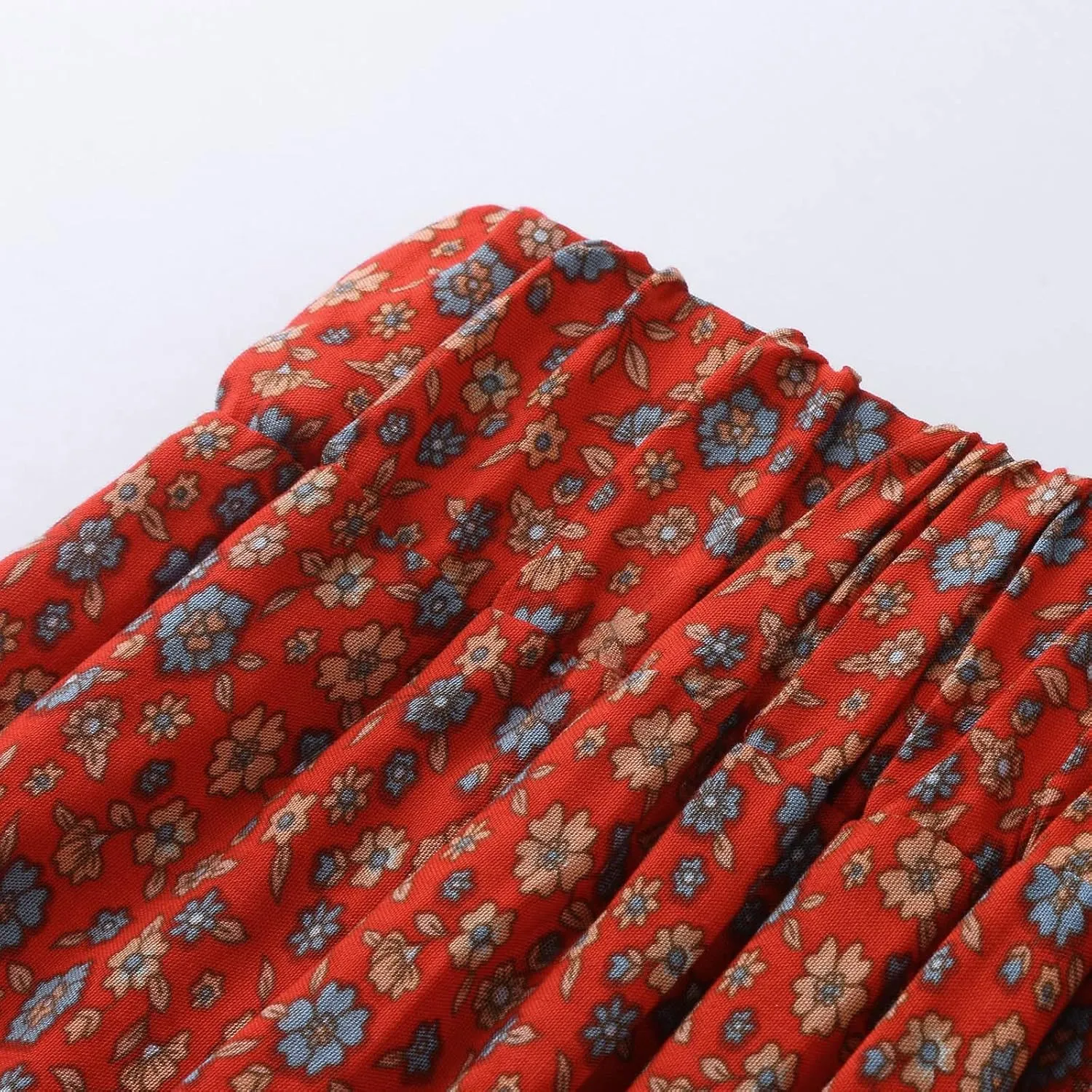 Maxi Skirts Printed Swing Skirt Cotton Women Vintage Slit Button Vacation Breasted Skirt Long Skirts for Women