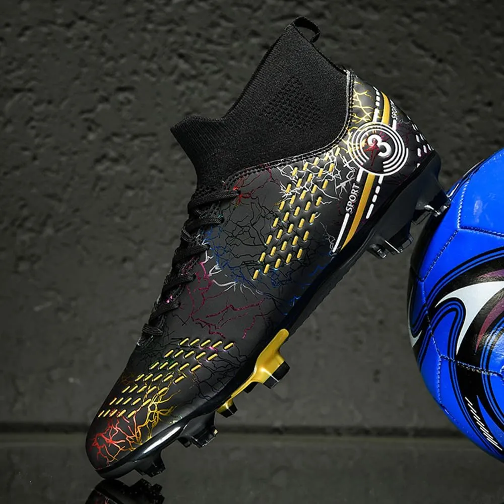 Maylrvjv Men's High Top Soccer Cleats Boys Football Boots Breathble Shock Absorbing Multi-Ground Competition Training Futsal Sneakers