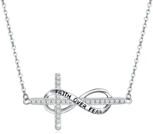 MEDWISE Infinity Cross Necklace 925 Sterling Silver Cross Necklace Faith Hope Pendant Jewelry Gifts for Women Wife Girls