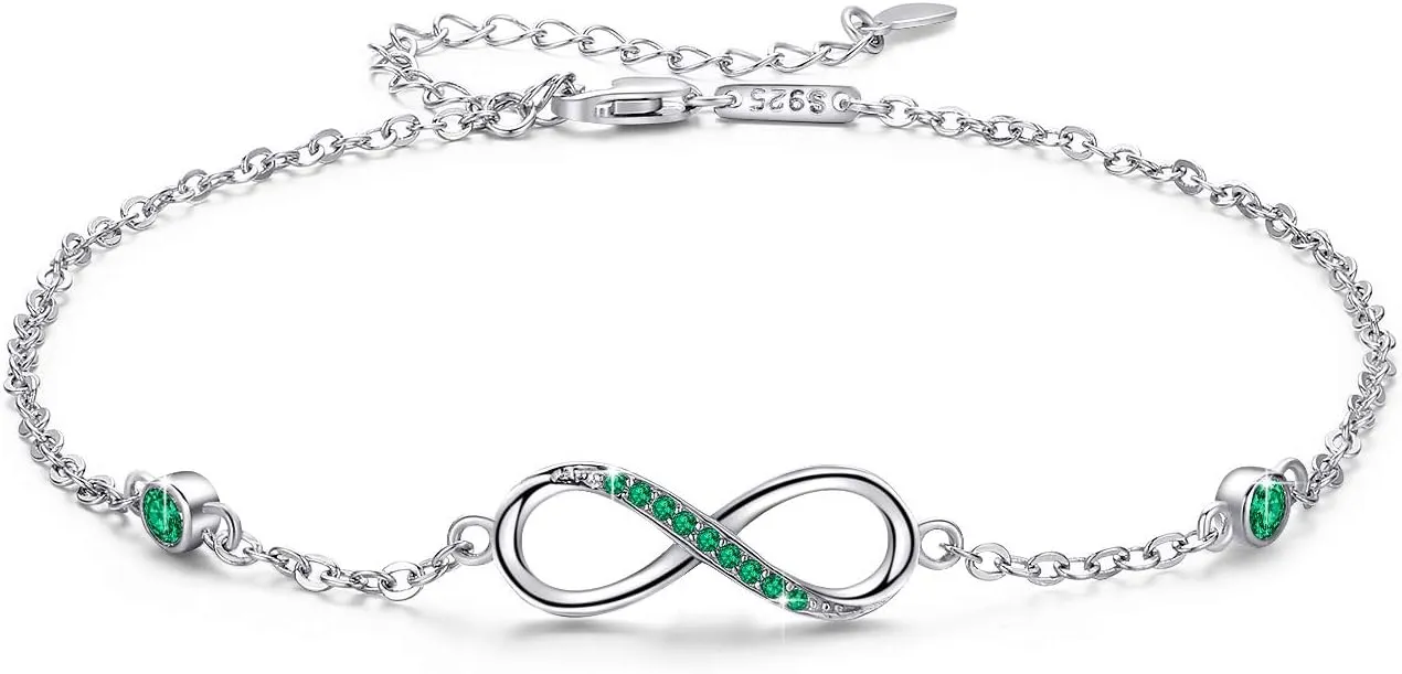 MEDWISE Womens Infinity Anklet Bracelet 925 Sterling Silver Endless Love Symbol Ankle Bracelet Adjustable Plus Size Large Bracelet Gifts for her Mothers Day Gifts