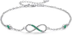 MEDWISE Womens Infinity Anklet Bracelet 925 Sterling Silver Endless Love Symbol Ankle Bracelet Adjustable Plus Size Large Bracelet Gifts for her Mothers Day Gifts
