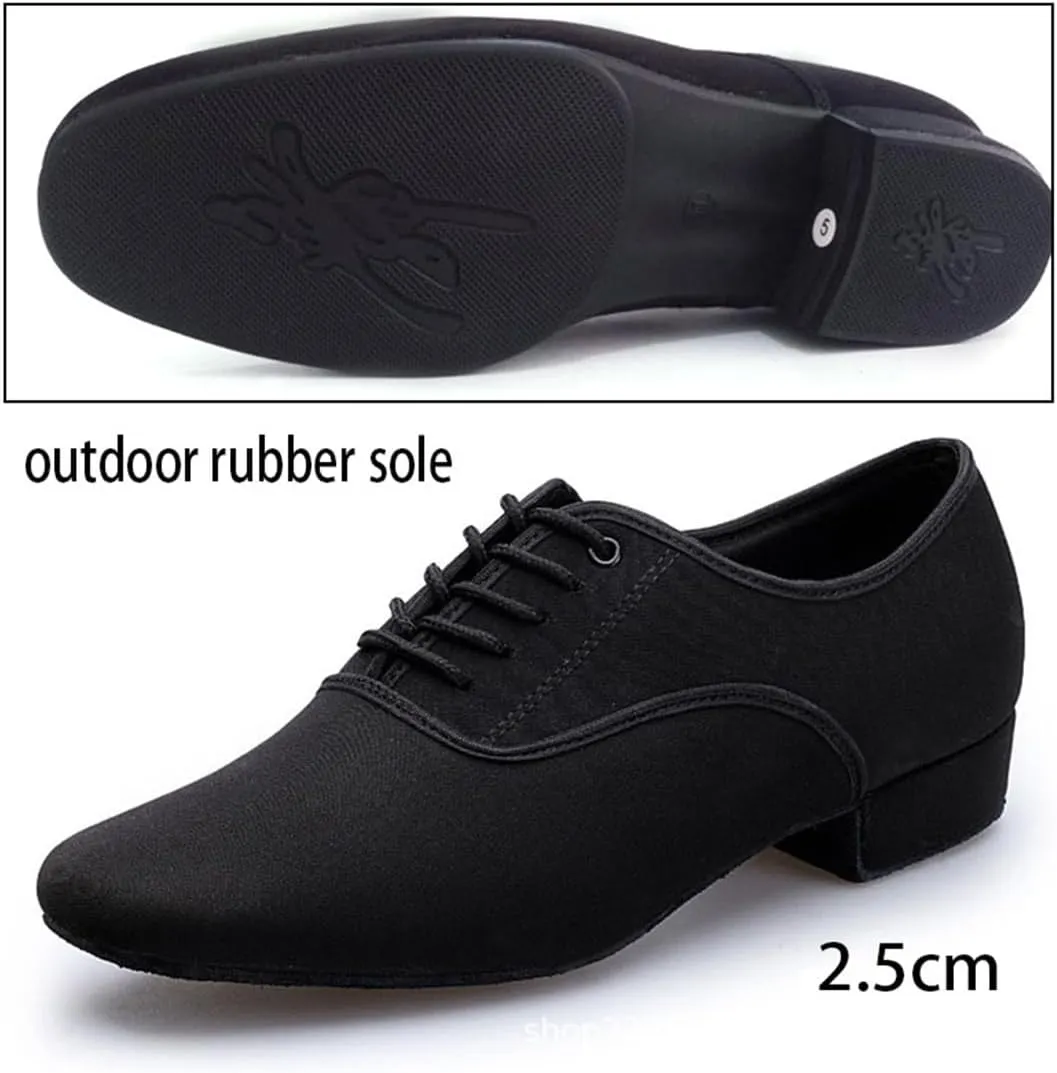 Men Ballroom Dance Shoes, Lace-Up Latin Dance Shoes Performance Dance Practice Dancing Shoes for Male