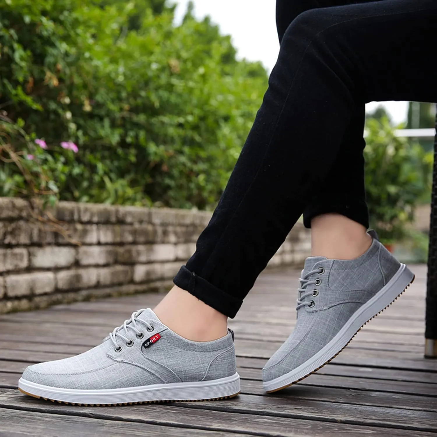 Men Shoes Fashion Canvas Shoes High Soled Men Canvas Sports Casual for Mens Go Walk 5 Qualify Sneaker