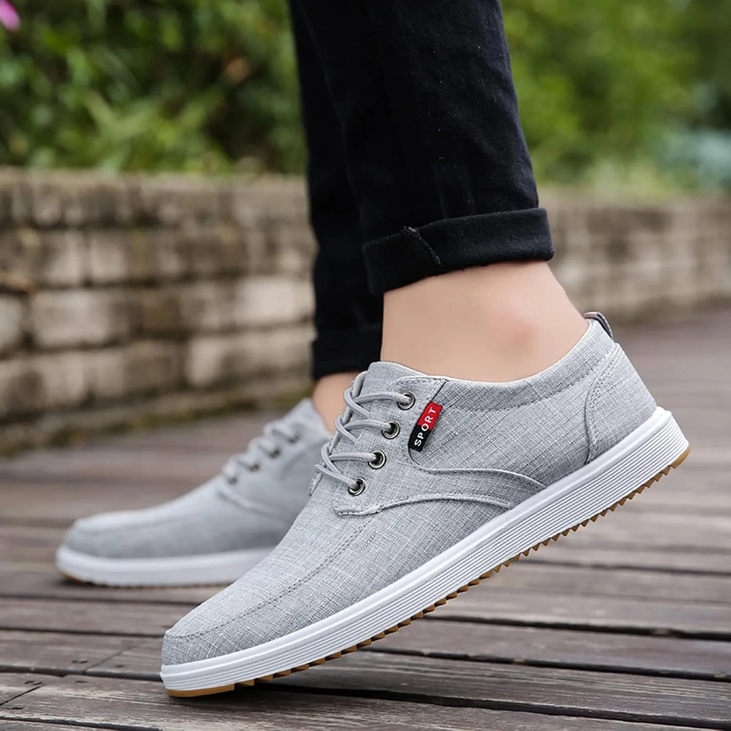 Men Shoes Fashion Canvas Shoes High Soled Men Canvas Sports Casual for Mens Go Walk 5 Qualify Sneaker