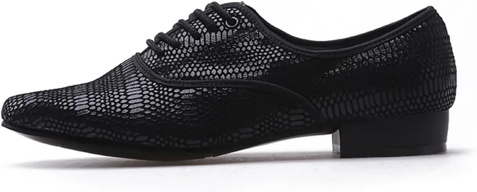 Men's Ballroom Dance Shoes, Leather Dancing Shoes Suede Sole Salsa Latin Tango Practice Shoe for Male