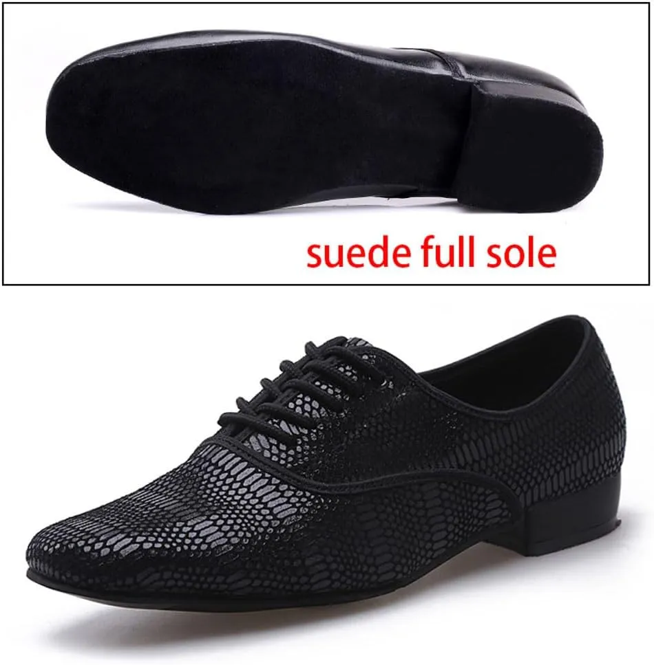 Men's Ballroom Dance Shoes, Leather Dancing Shoes Suede Sole Salsa Latin Tango Practice Shoe for Male