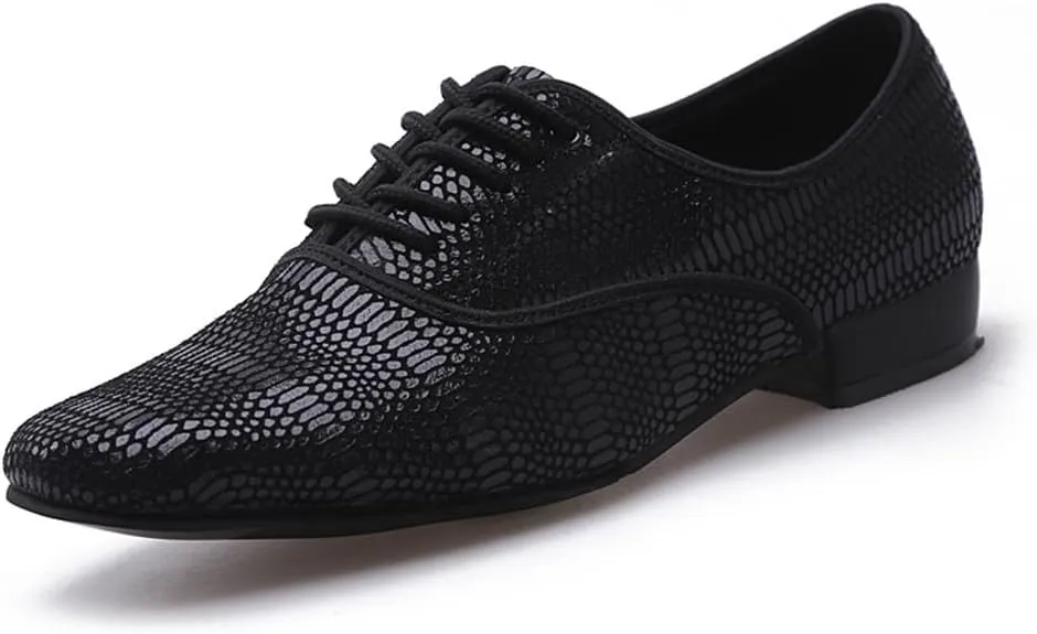Men's Ballroom Dance Shoes, Leather Dancing Shoes Suede Sole Salsa Latin Tango Practice Shoe for Male