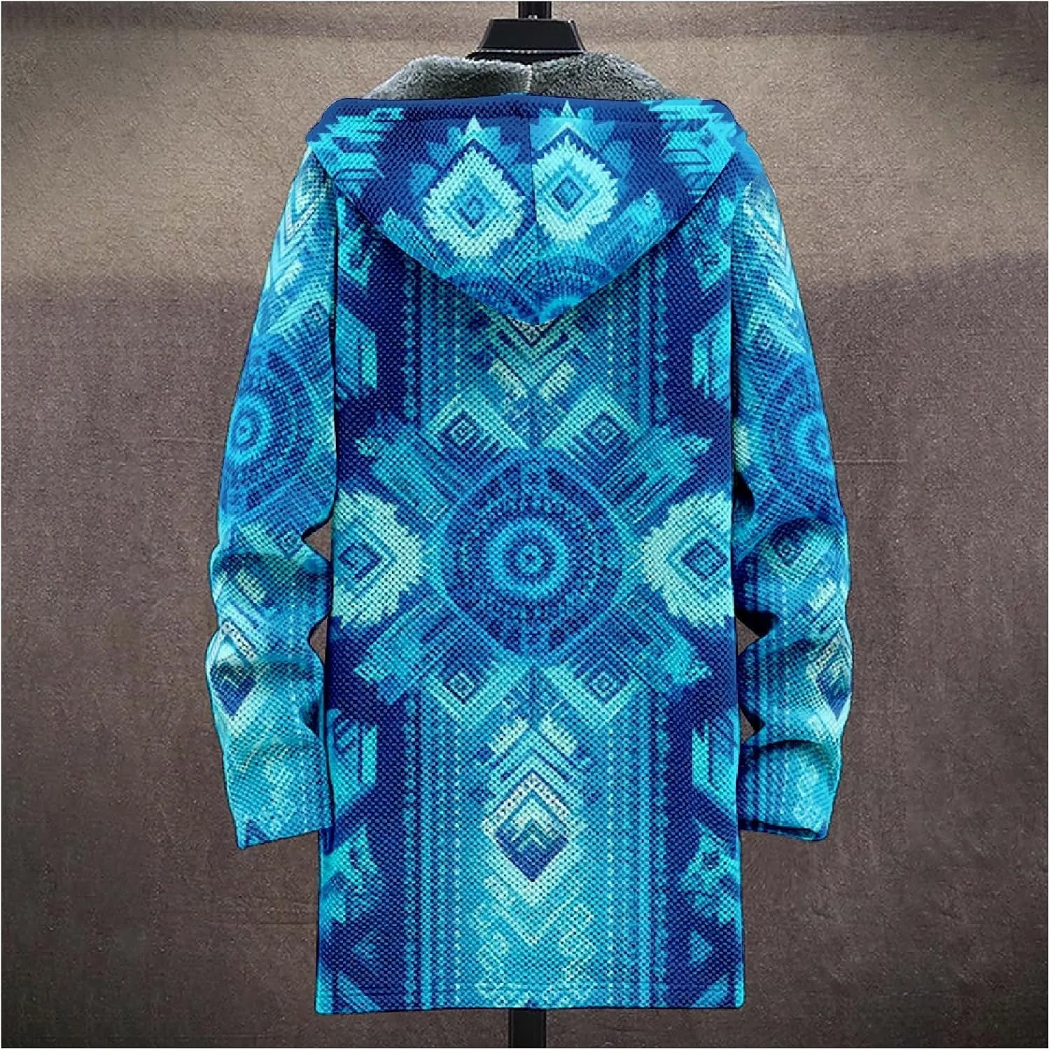 Mens Cardigan Sweater Vintage Western Aztec Print Graphic Hoodies Full Zip Sherpa Fleece Jackets Long Sleeve Coats