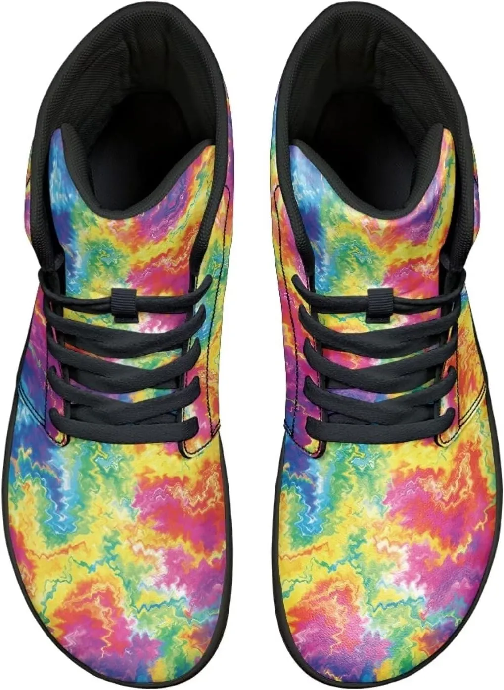 Mens High Top Shoes Wide Toe Box Barefoot Shoe Lace Up Non-Slip Outdoor Walking Sneakers with Zero Drop Sole