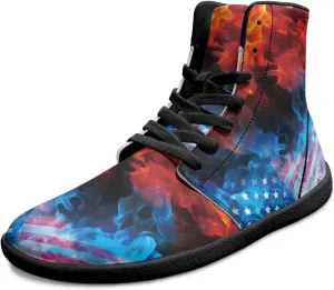 Mens High Top Shoes Wide Toe Box Barefoot Shoe Lace Up Non-Slip Outdoor Walking Sneakers with Zero Drop Sole