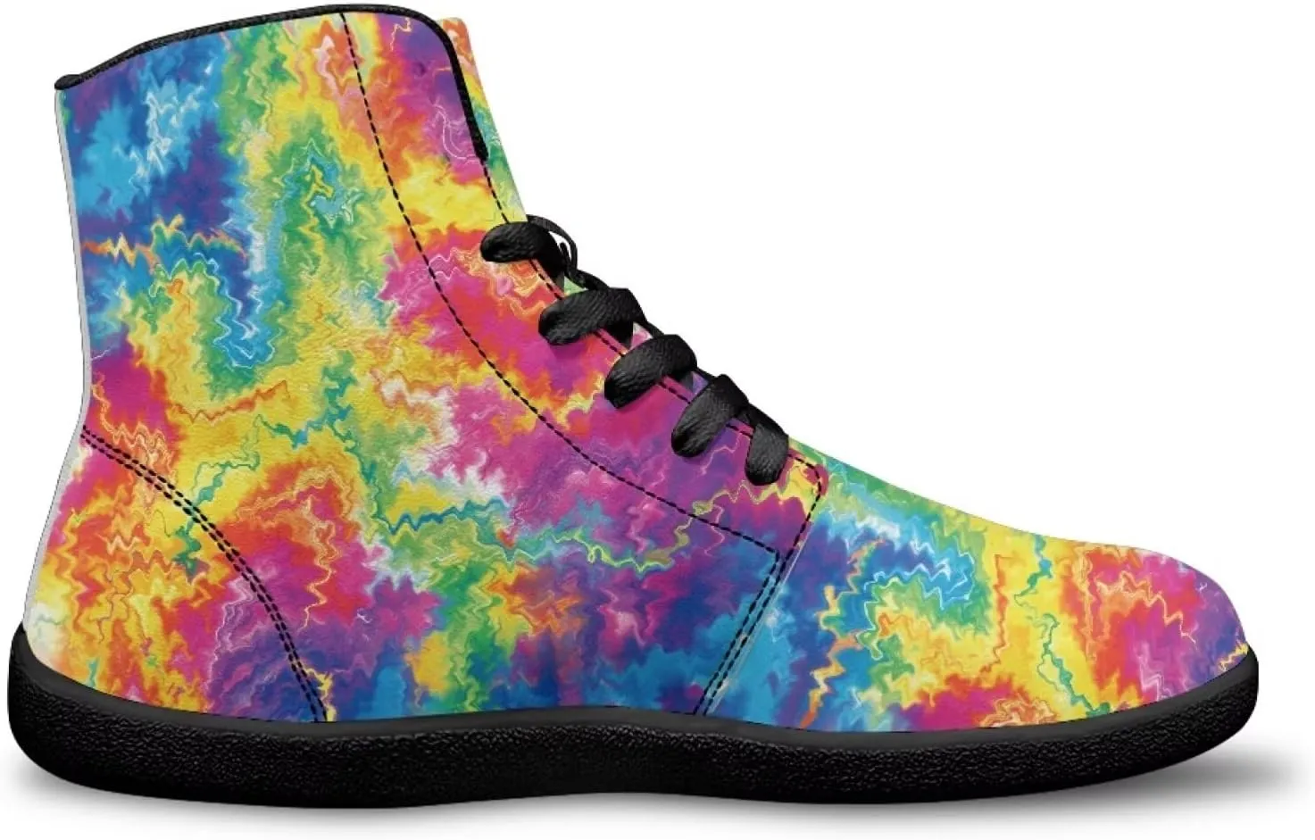 Mens High Top Shoes Wide Toe Box Barefoot Shoe Lace Up Non-Slip Outdoor Walking Sneakers with Zero Drop Sole
