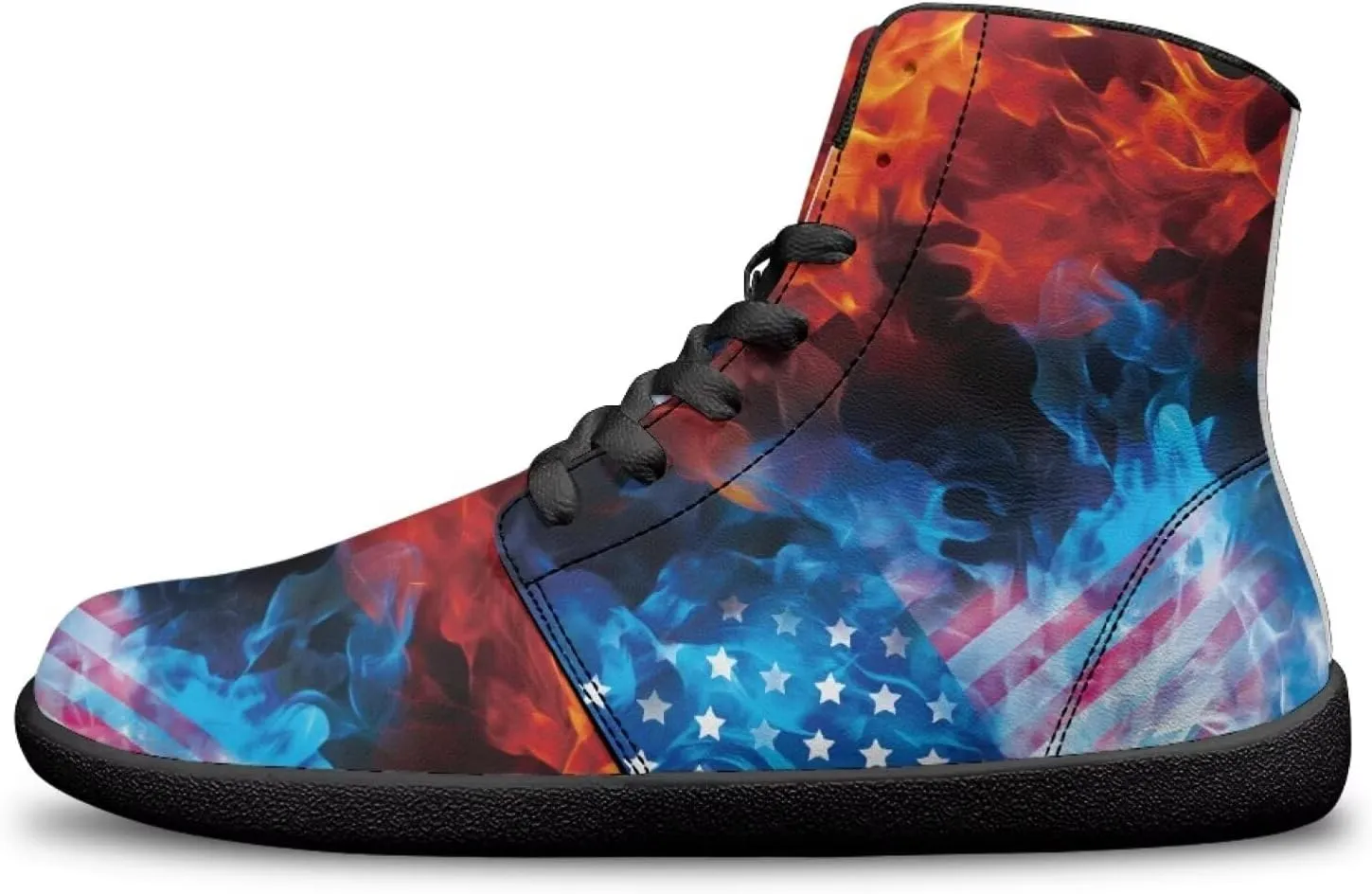 Mens High Top Shoes Wide Toe Box Barefoot Shoe Lace Up Non-Slip Outdoor Walking Sneakers with Zero Drop Sole