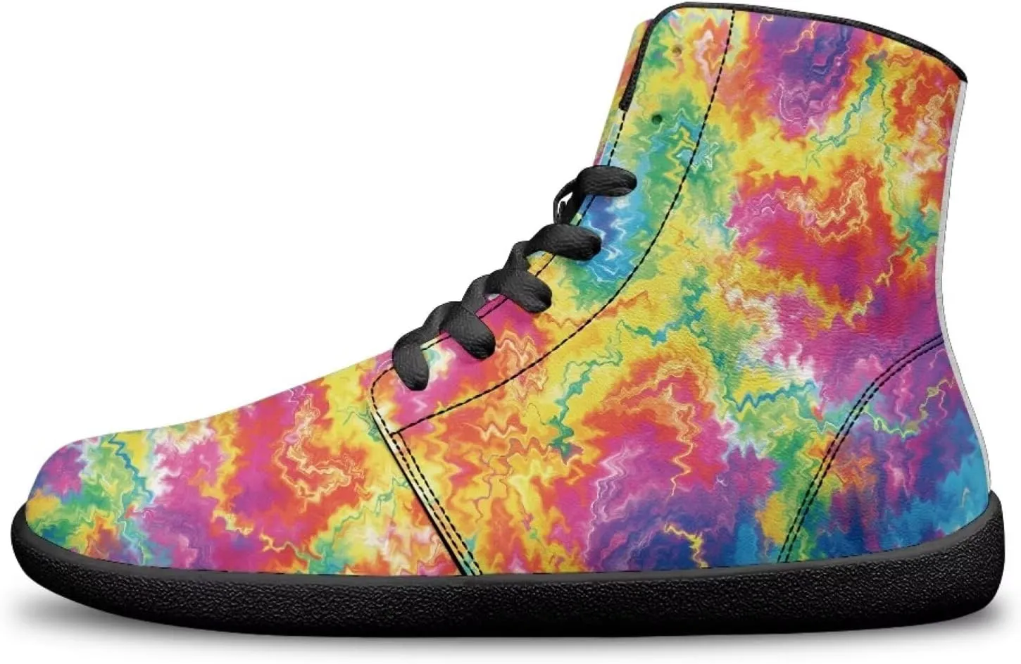 Mens High Top Shoes Wide Toe Box Barefoot Shoe Lace Up Non-Slip Outdoor Walking Sneakers with Zero Drop Sole