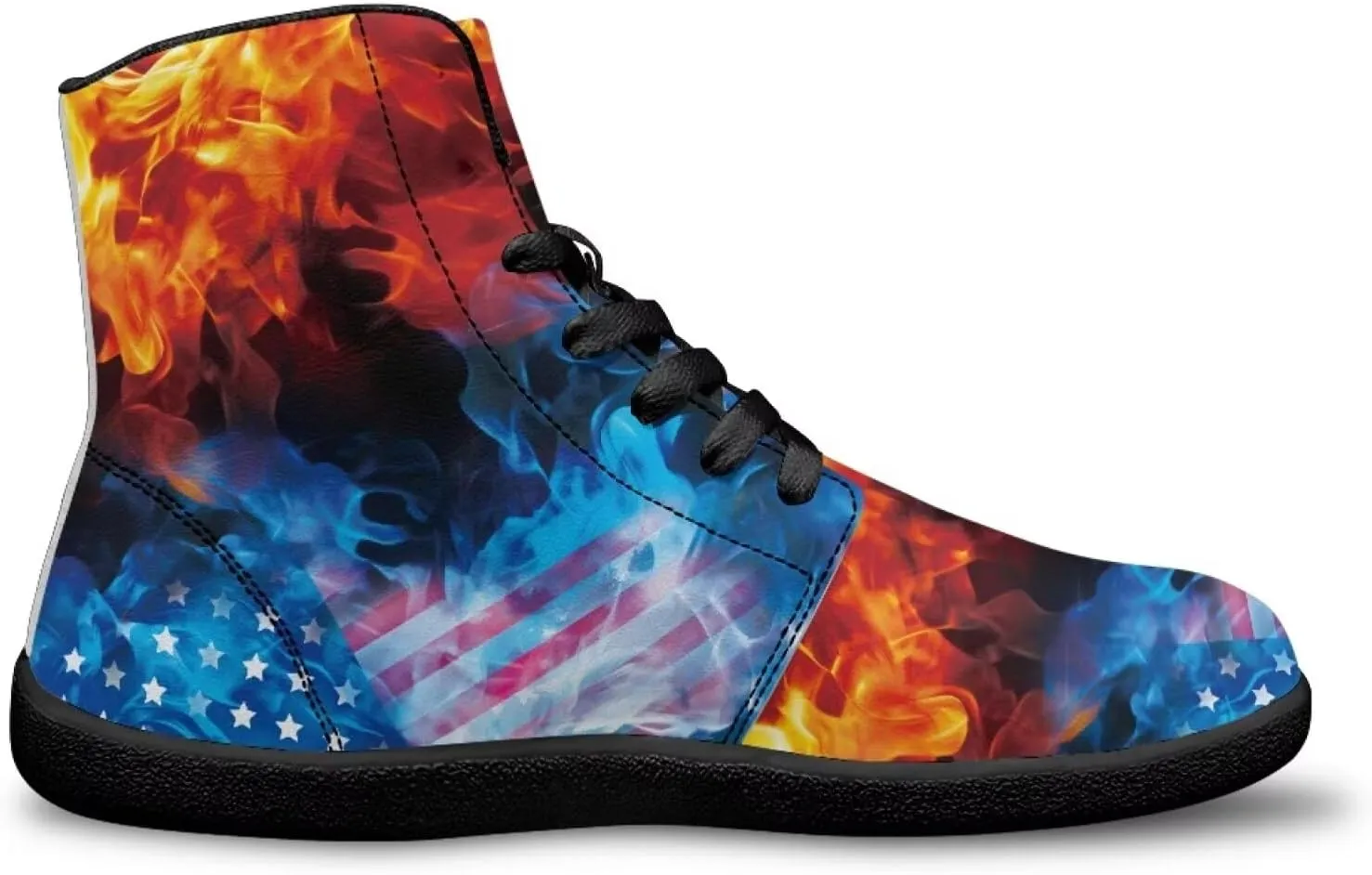 Mens High Top Shoes Wide Toe Box Barefoot Shoe Lace Up Non-Slip Outdoor Walking Sneakers with Zero Drop Sole