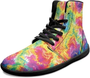 Mens High Top Shoes Wide Toe Box Barefoot Shoe Lace Up Non-Slip Outdoor Walking Sneakers with Zero Drop Sole