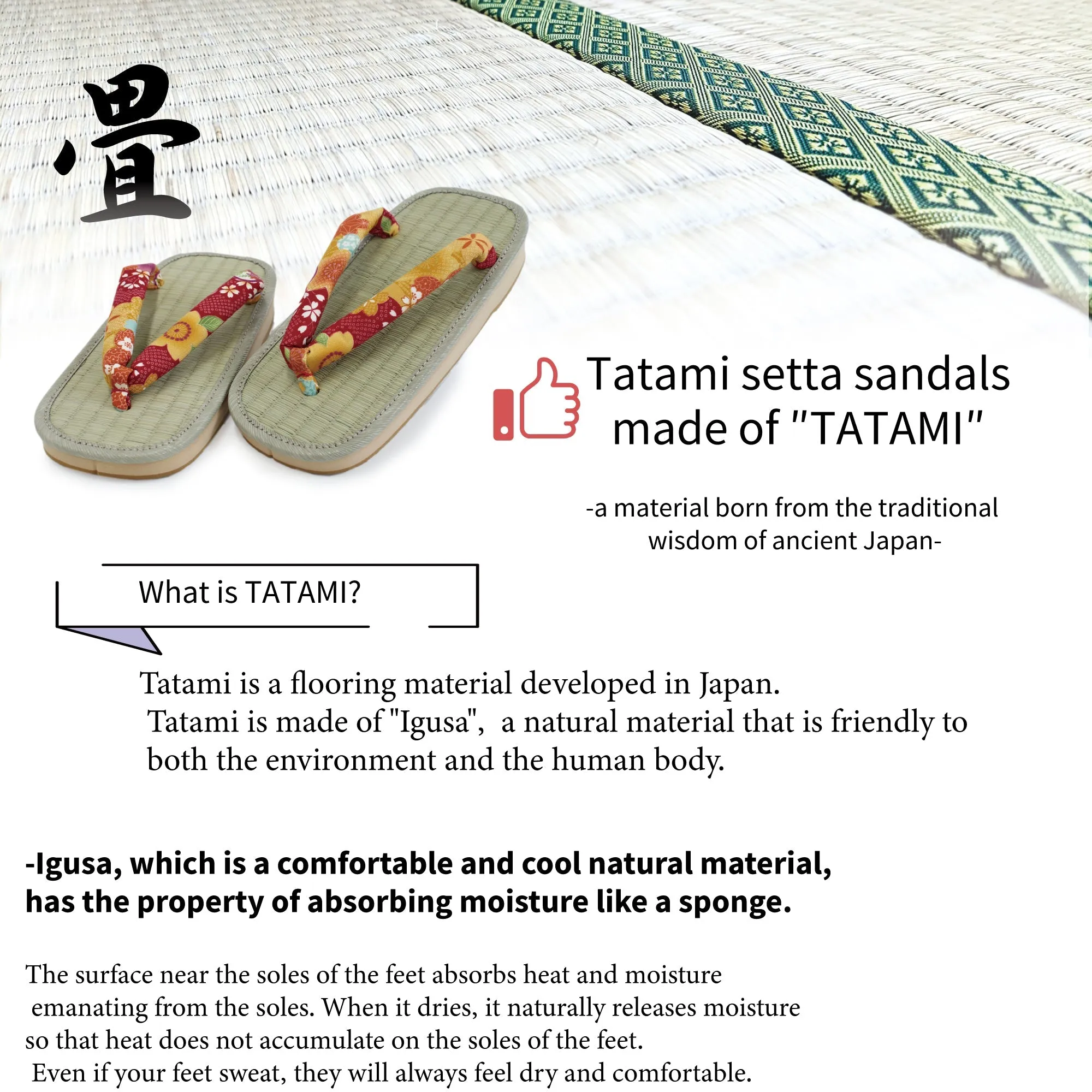 Men's Tatami setta sandals : Flex-leaf pattern