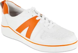 MIA Alta Lace Up Vegan-Leather Sneakers for Women, Casual Fashion Athletic Shoes, White/Orange, Size 7