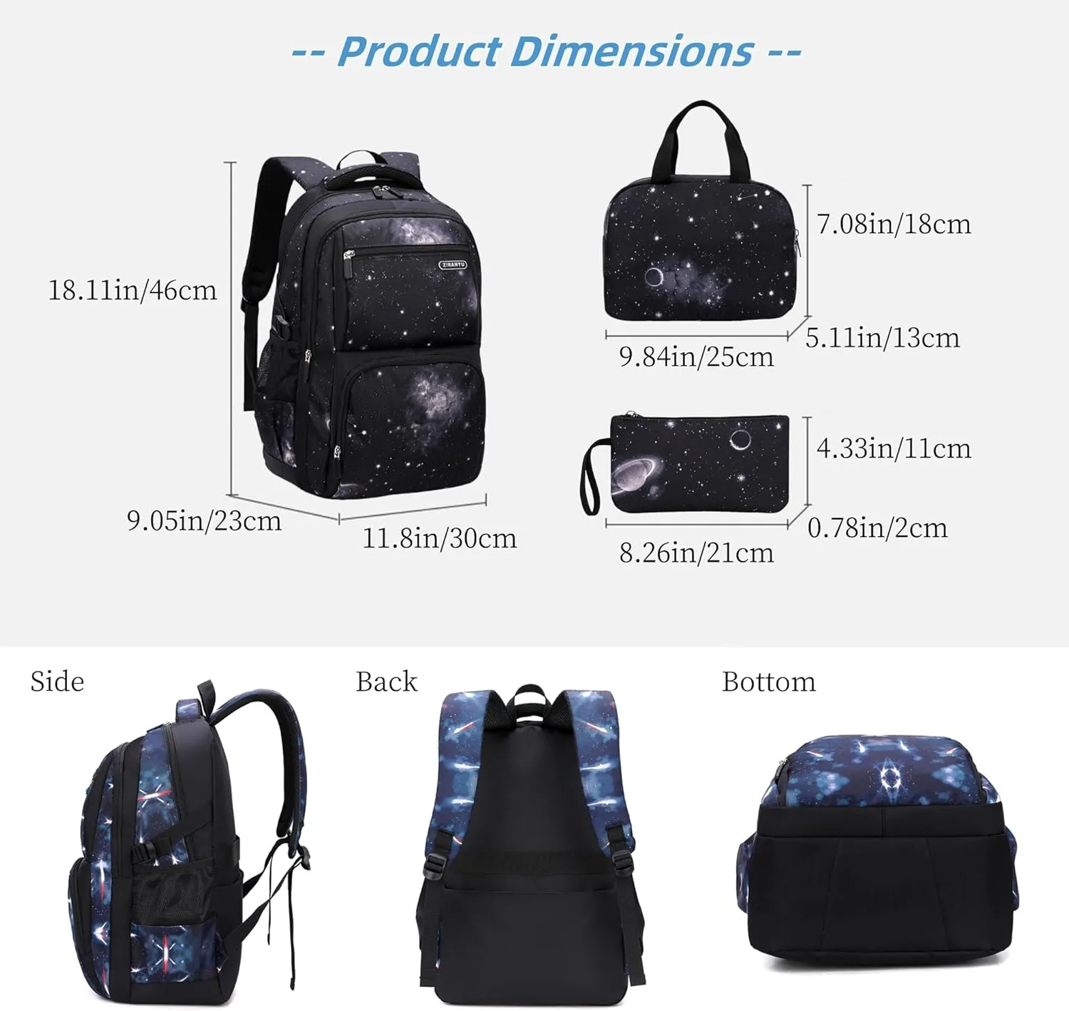 MITOWERMI Boys Backpacks for Primary Junior School Kids Backpack with Lunch Box Galaxy Space Bookbags for Boys Girls