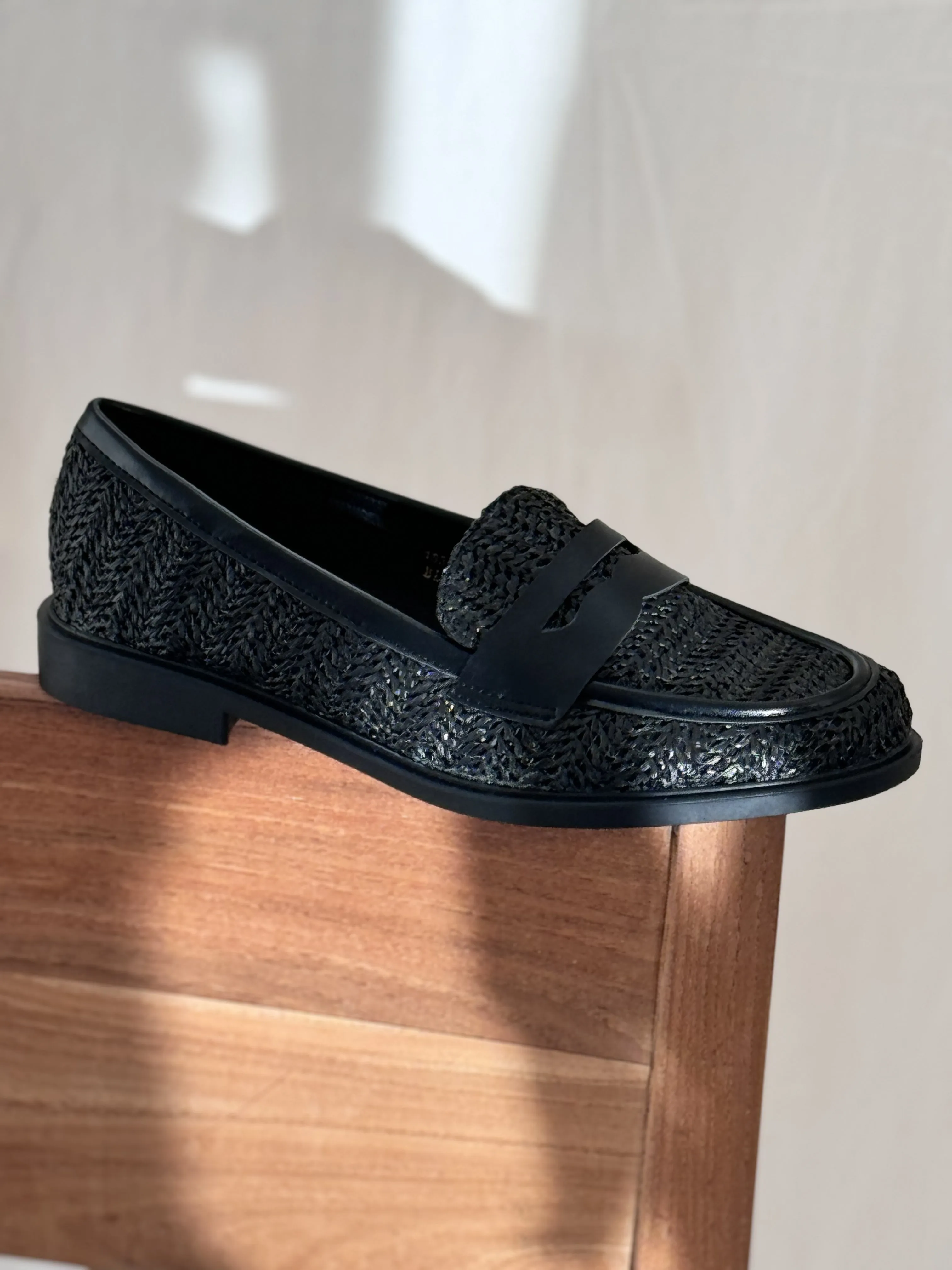 Mocassins black raffia