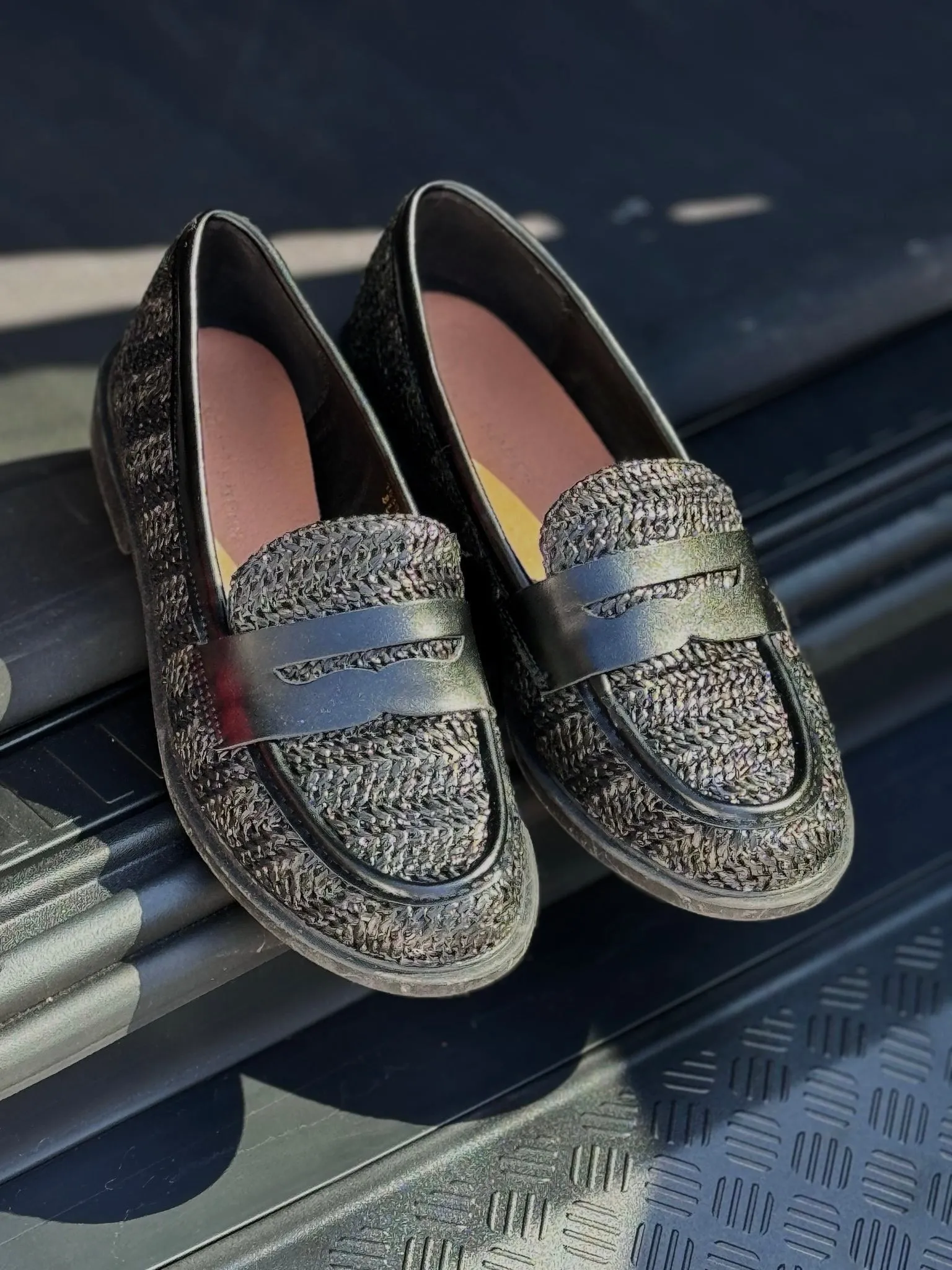 Mocassins black raffia
