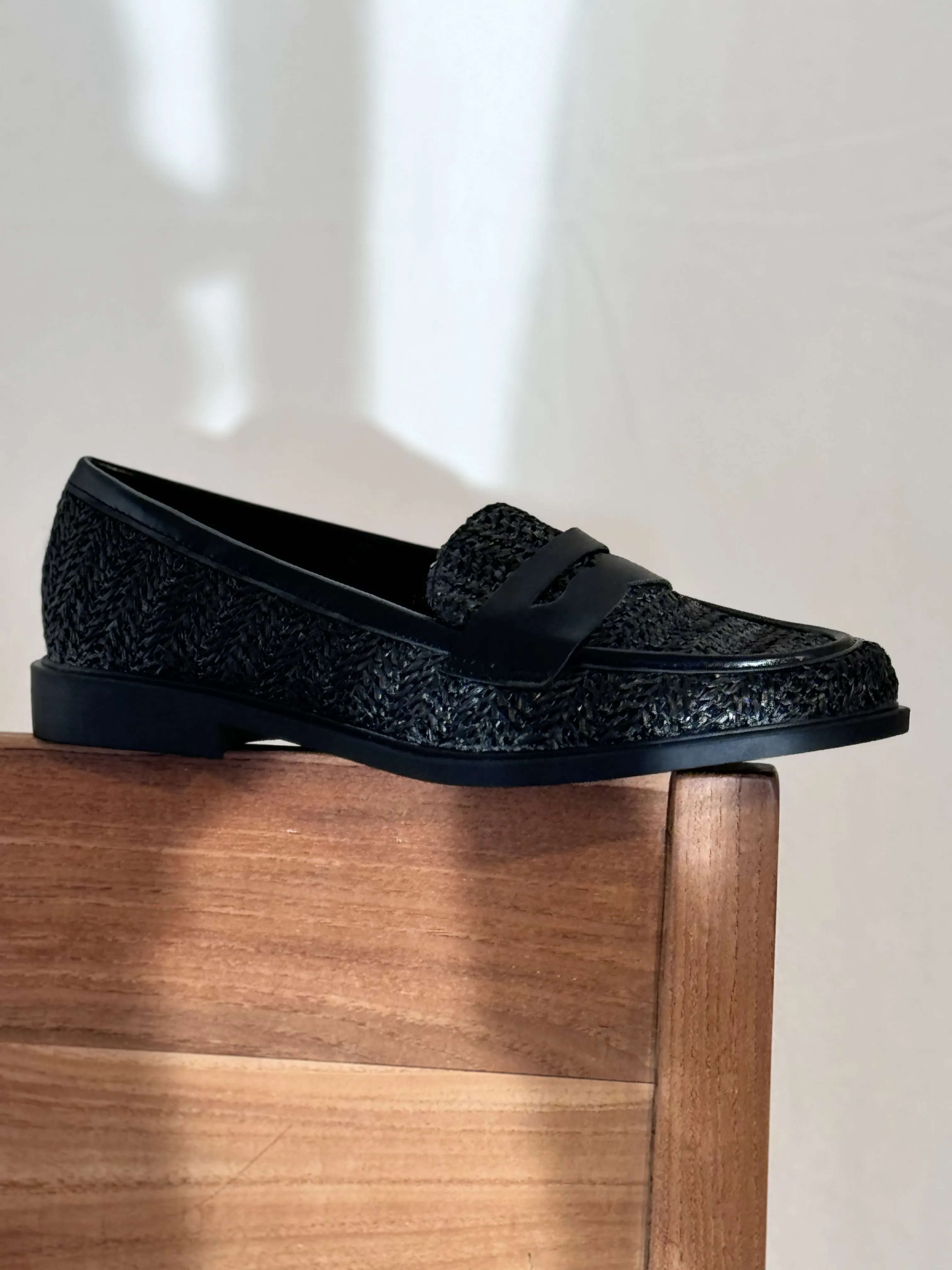 Mocassins black raffia