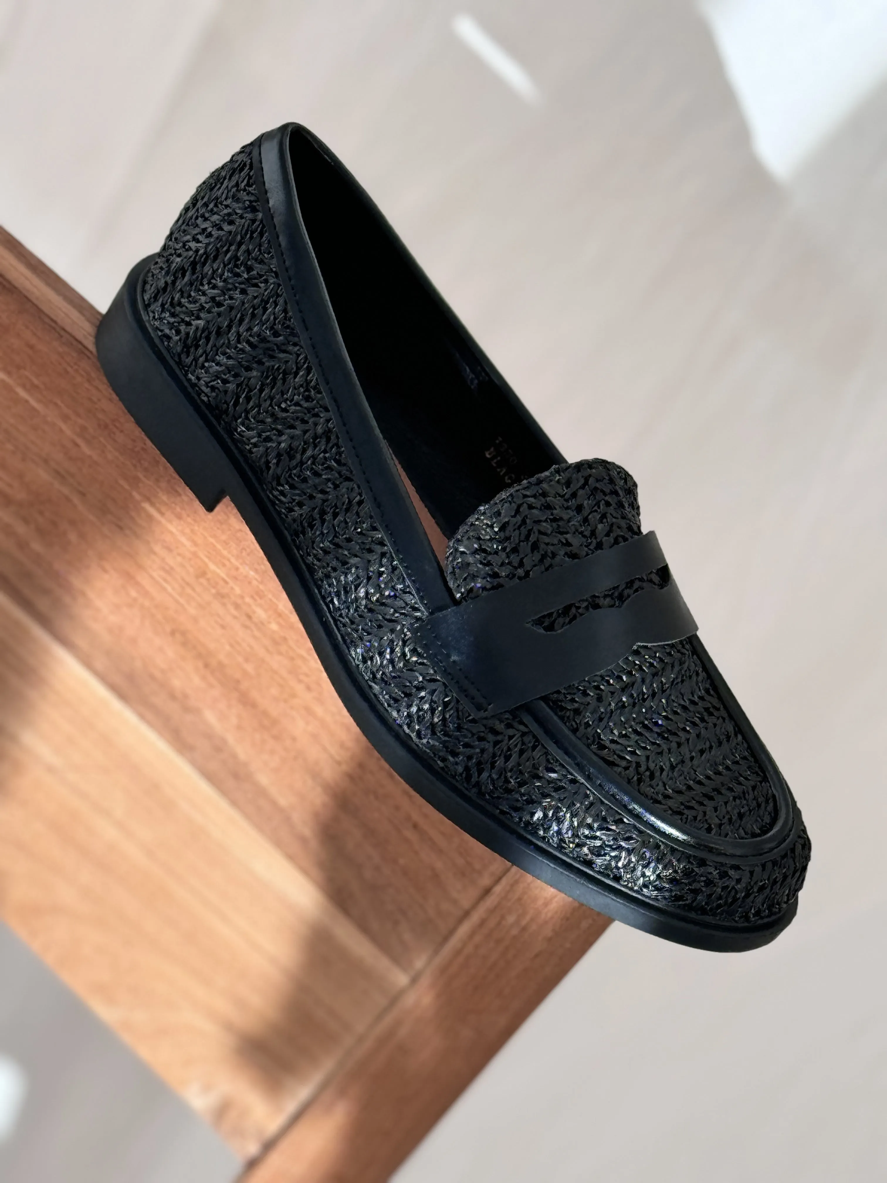 Mocassins black raffia