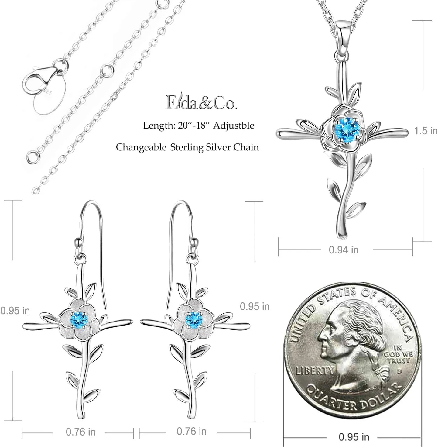 Mothers Day Birthday Gifts for Wife Mom May June July Birthstones Jewelry for Women Love Rose Hope Leaves Necklace Emerald Pearl Ruby Sapphire Necklace and More Stones 925 Sterling Silver
