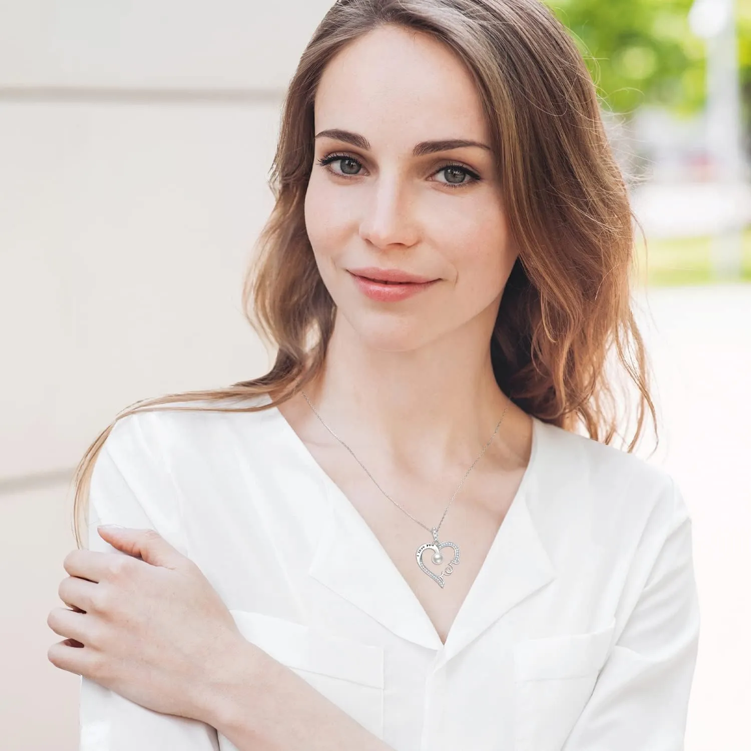 Mothers Day Jewelry Birthday Gifts for Mom I Love You Mom Necklace Wife May June Birthstones Emerald Ruby Pearl and More Stones Jewelry for Women 925 Sterling Silver Heart Pendant Necklace