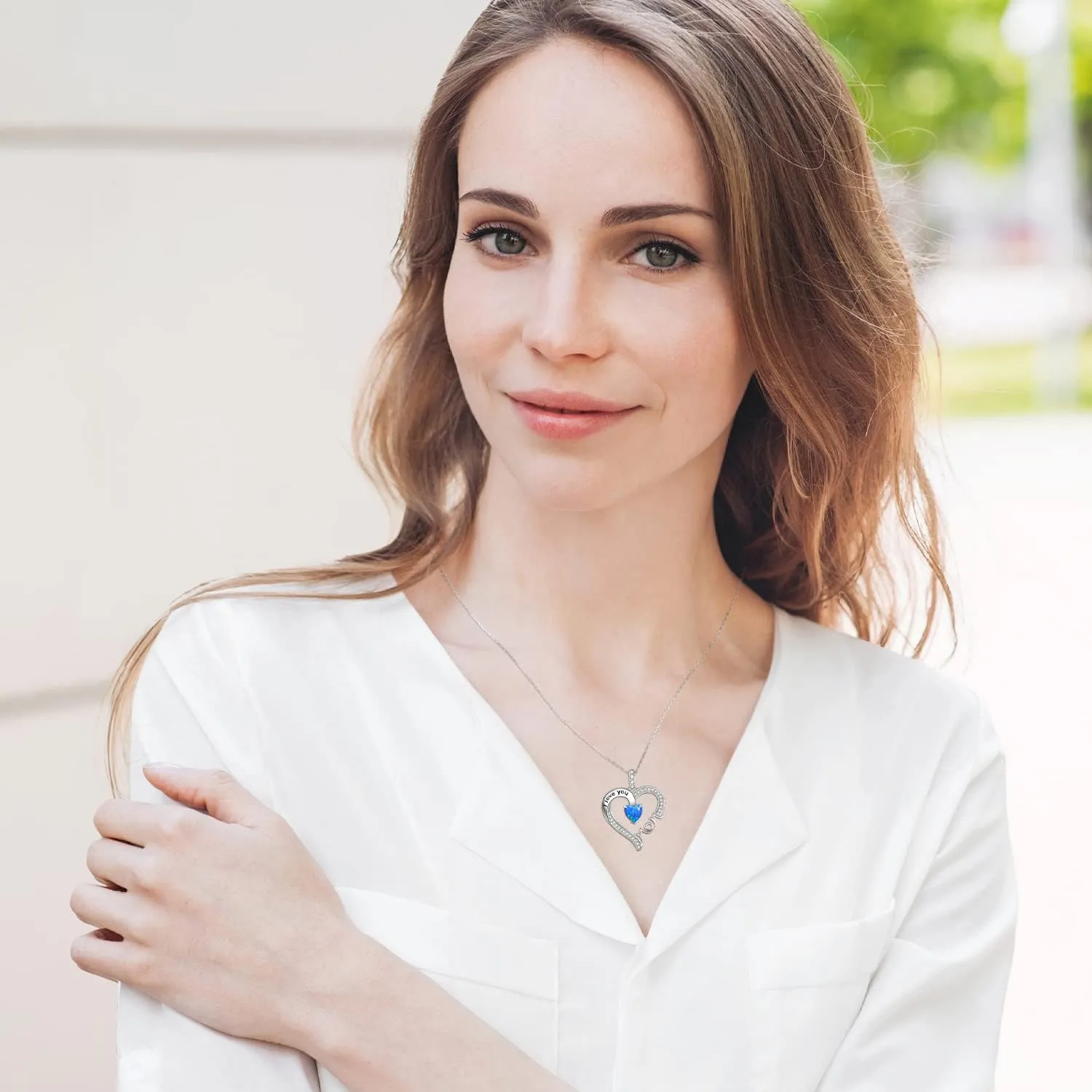 Mothers Day Jewelry Birthday Gifts for Mom I Love You Mom Necklace Wife May June Birthstones Emerald Ruby Pearl and More Stones Jewelry for Women 925 Sterling Silver Heart Pendant Necklace