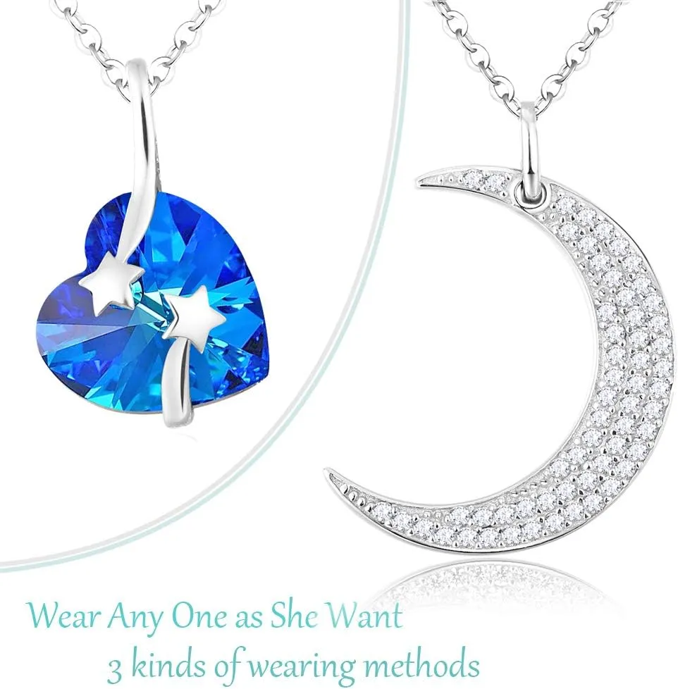 Mothers Day Jewelry Birthday Gifts Mom Wife I Love You to the Moon and Back Half Moon Necklace Women May June July Birthstones Emerald Jewelry and More Stones 925 Sterling Silver