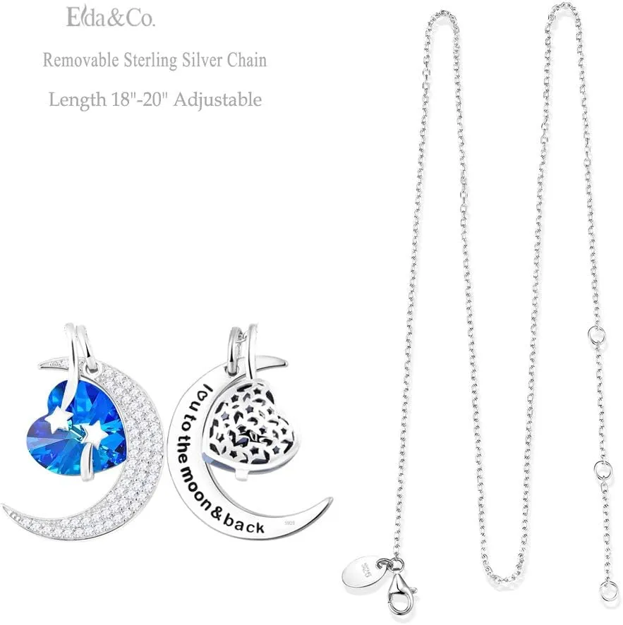 Mothers Day Jewelry Birthday Gifts Mom Wife I Love You to the Moon and Back Half Moon Necklace Women May June July Birthstones Emerald Jewelry and More Stones 925 Sterling Silver