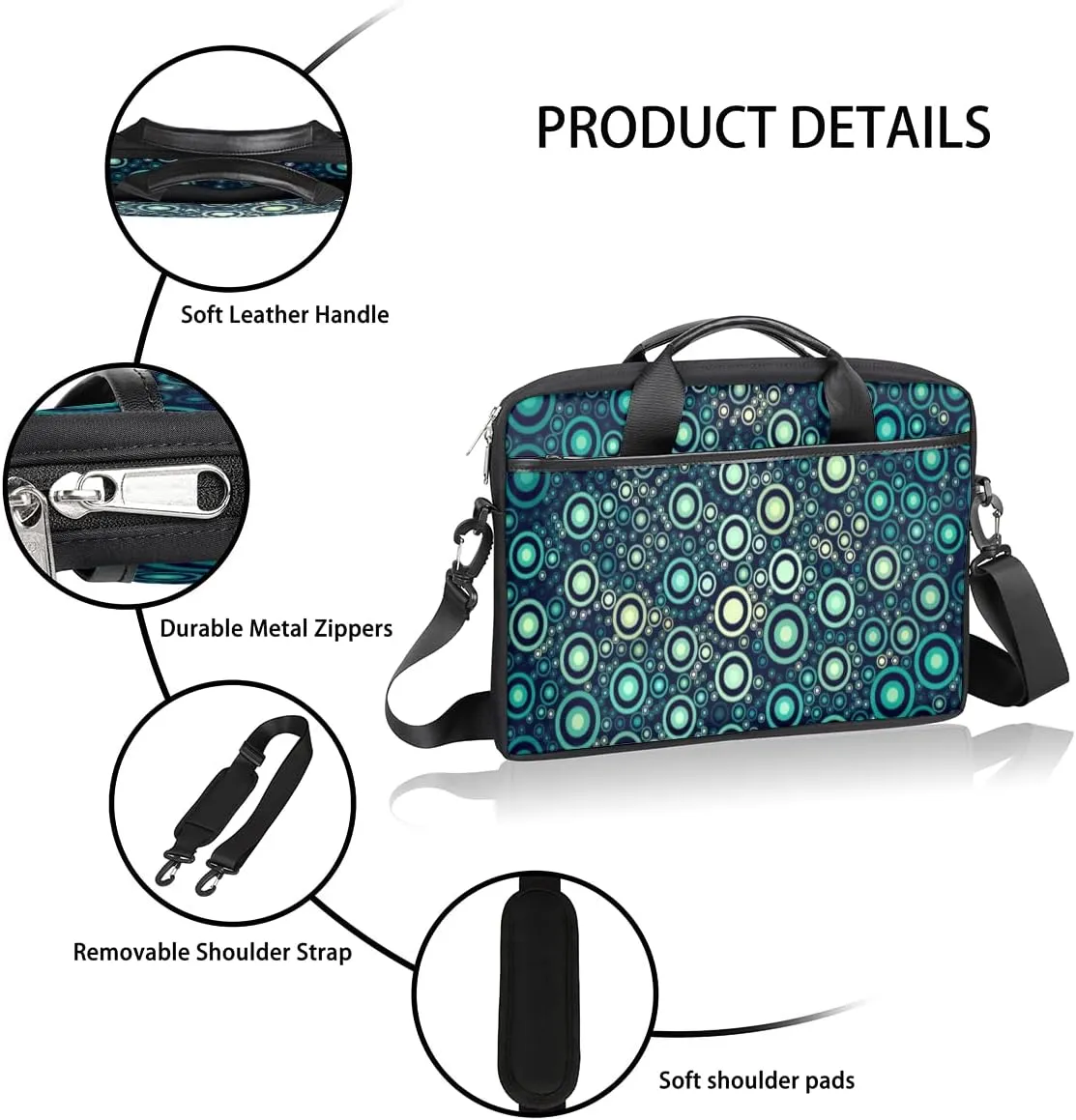Music Note Red Love Heart Laptop Shoulder Messenger Bag Waterproof Laptop Briefcase with Handle and Padded Strap Case Sleeve