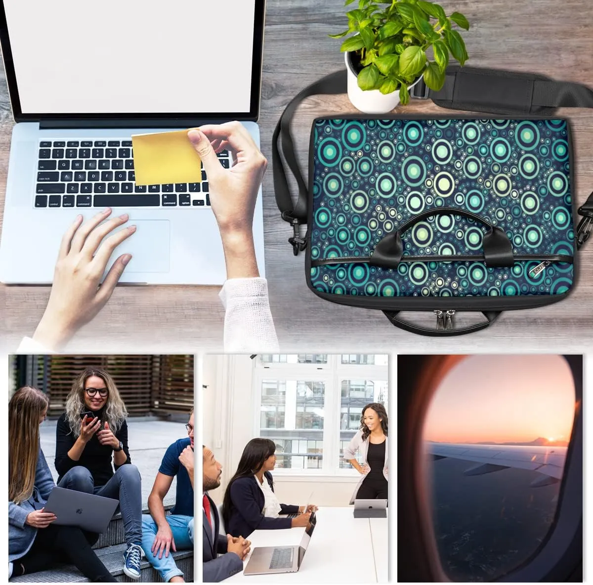 Music Note Red Love Heart Laptop Shoulder Messenger Bag Waterproof Laptop Briefcase with Handle and Padded Strap Case Sleeve