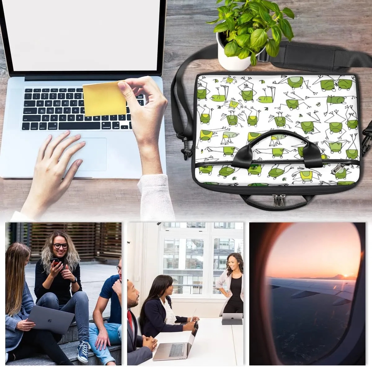 Music Note Red Love Heart Laptop Shoulder Messenger Bag Waterproof Laptop Briefcase with Handle and Padded Strap Case Sleeve