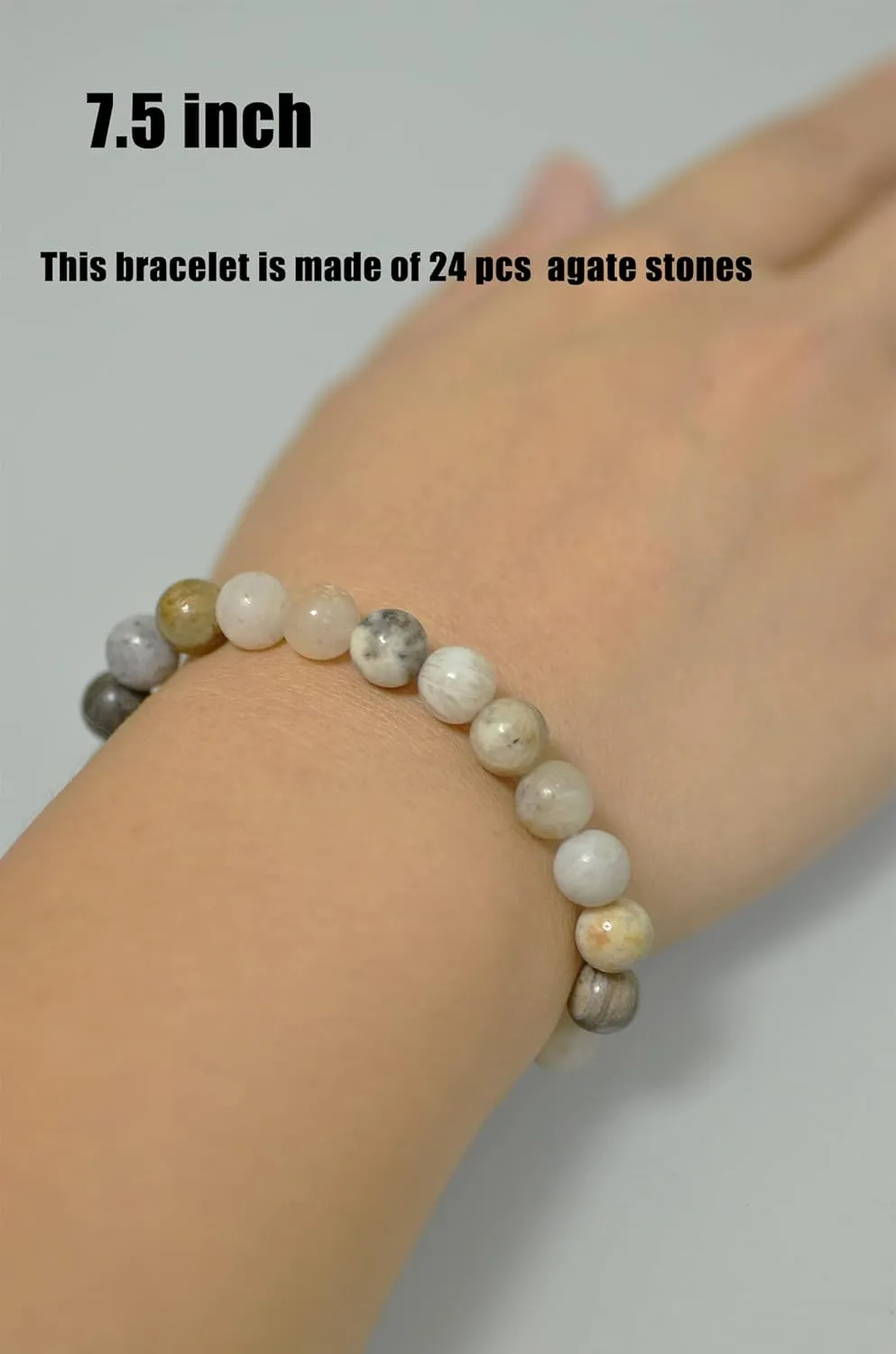 Natural Gemstone Bracelet 7.5 inch Gems Stones 8mm Round Beads Healing Crystal Bracelet for Women Men