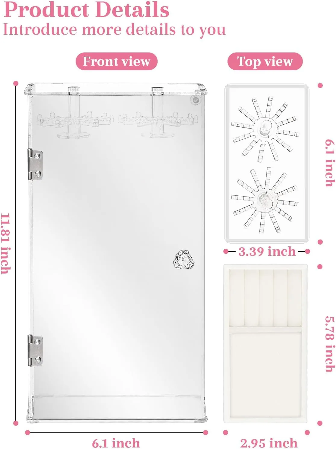 Necklace Holder Organizer, Acrylic Jewelry Organizer, Rotating Clear Necklaces Display Box with Built-in Mirror, Dust-proof Jewelry Storage Case with Velvet Tray, Great Gift for Women Girls