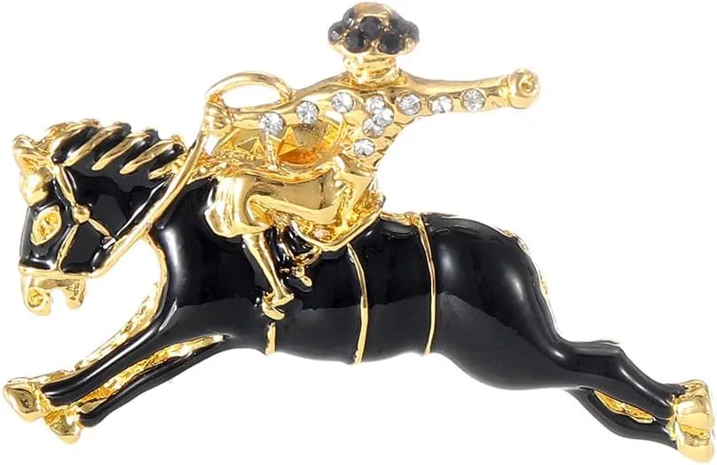 ONLYJUMP Gold Derby Horse Racing Brooch For Women Rhinestone Horse Brooch Kentucky Western Cowgirl Pin Jewelry Suit Lapel Pin - Kentucky Bourbon Clothing Accessory