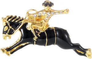 ONLYJUMP Gold Derby Horse Racing Brooch For Women Rhinestone Horse Brooch Kentucky Western Cowgirl Pin Jewelry Suit Lapel Pin - Kentucky Bourbon Clothing Accessory